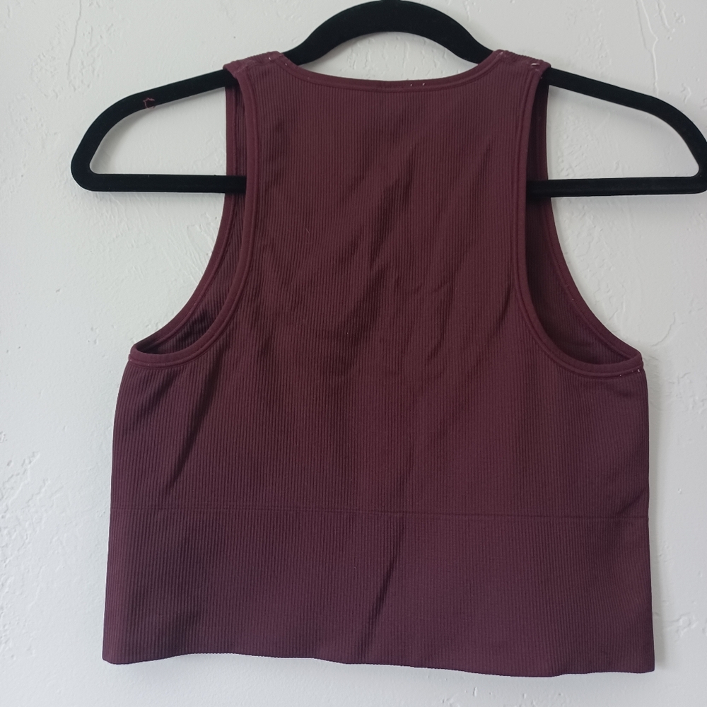 Athleta Burgundy V-Neck Sports Bra/Crop Top - Picture 5 of 7